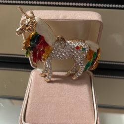 Gorgeous! Sparkly Colorful Diamond Crystal Stone Unicorn Pendant 