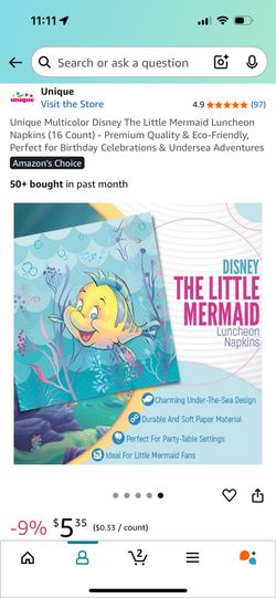 Disney The Little Mermaid Luncheon Napkins
