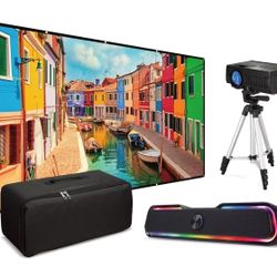 iLive Pop-Up Movie Theater Kit 120" Screen HDMI Projector & Speaker 