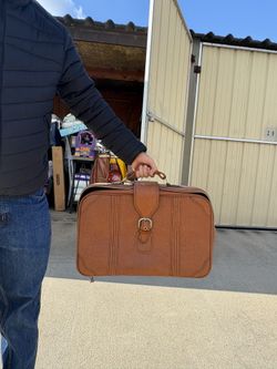 Vintage Grandfather Tan Leather Briefcase Carry On $50