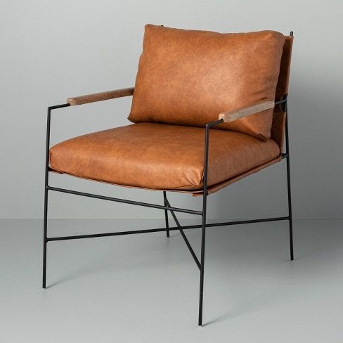 Open Box: New Leather & Metal Accent Chair- Hearth And Hand 