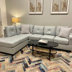 🔥 Brand New Grey L Shape Fabric Sectional Sofa With Chase | Pay After Delivery 🚚 