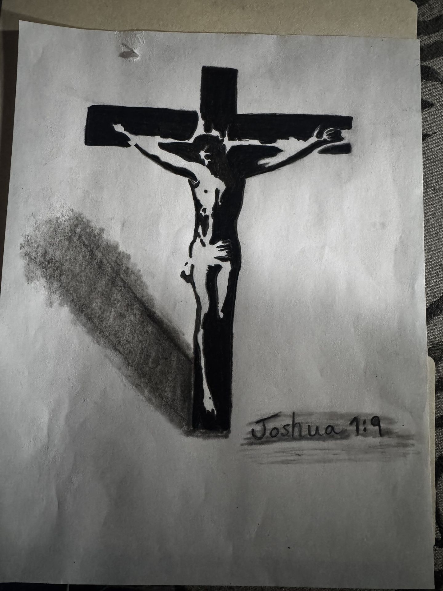 Charcoal Sketching Of Christ On The Cross
