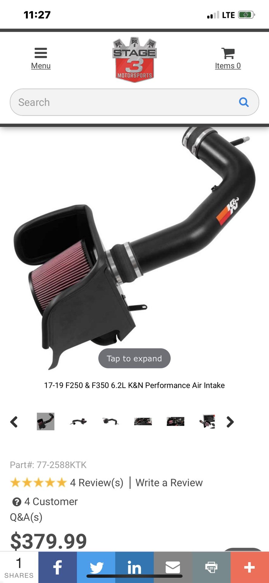 Ford F250 6.2L Cold Air Intake