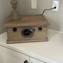 Record Player With Records And Holder 