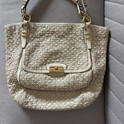 auth Coach Kristin Pinnacle Shopper Large Leather Tote Bag