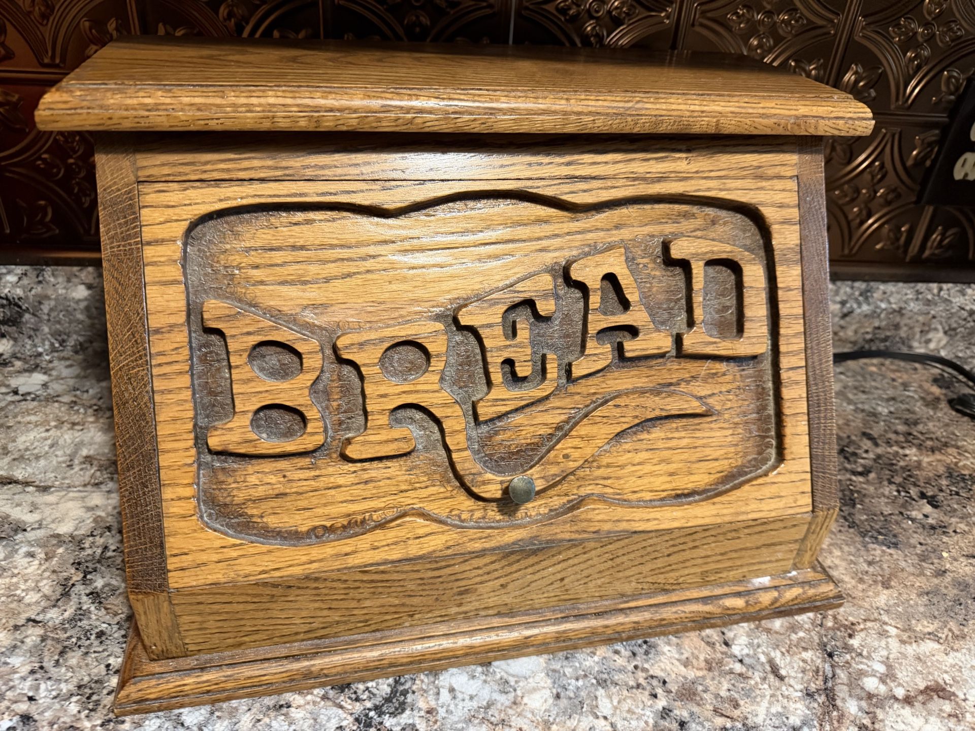 Oak Vintage Bread Box