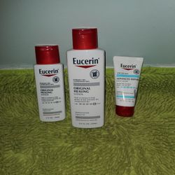 3 Eucerin (1 Healing Lotion 5oz/1 Healing Lotion 8.4oz/1 Hand Cream 2.7oz)