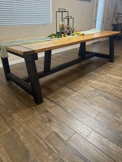Handmade Solid Wood tFarmhouse Dining Table – 9 ft – Seats 10