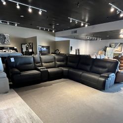 Black 6pc Power Reclining Sectional Couch