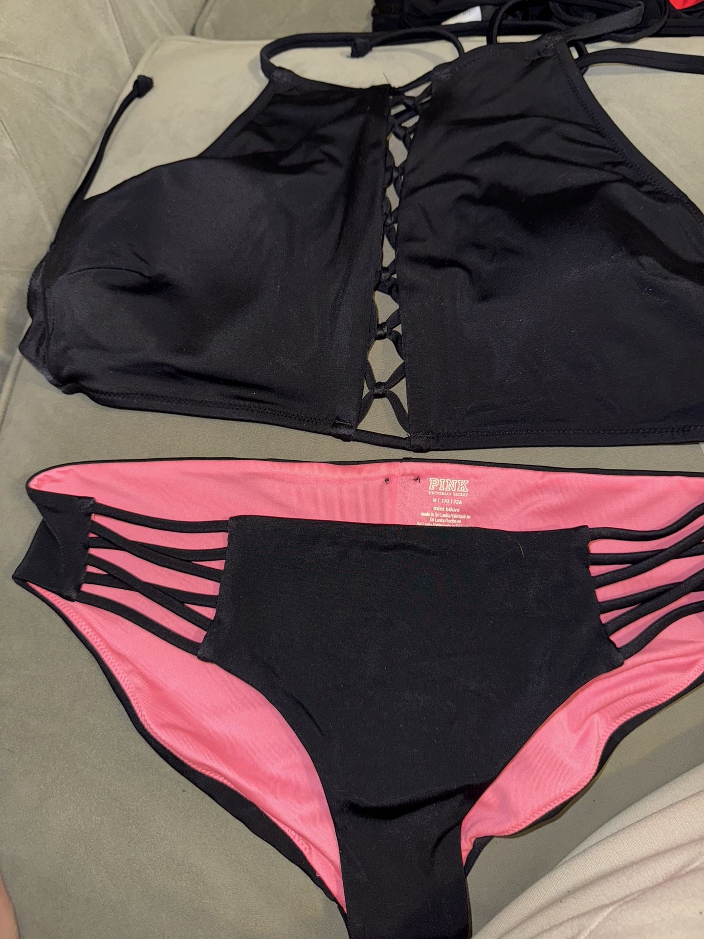Pink bikini set black