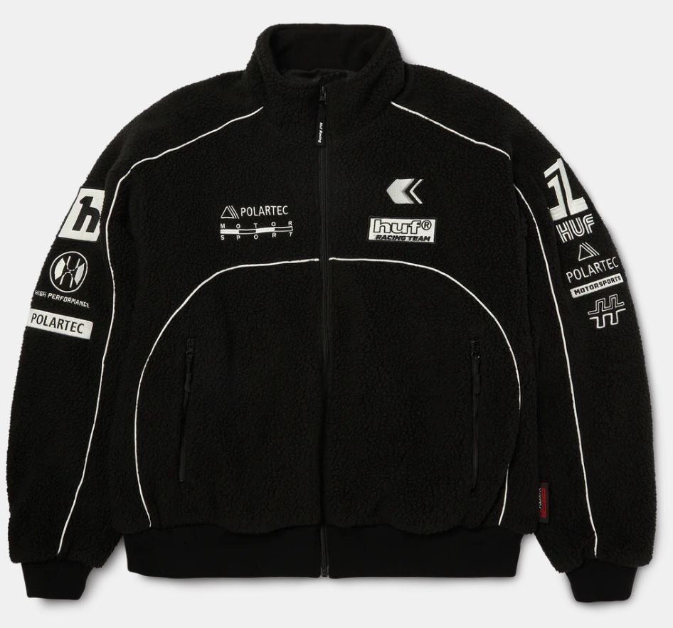 HUF Worldwide Polartec Fleece Racing Zip Jacket Brand New Rare DS