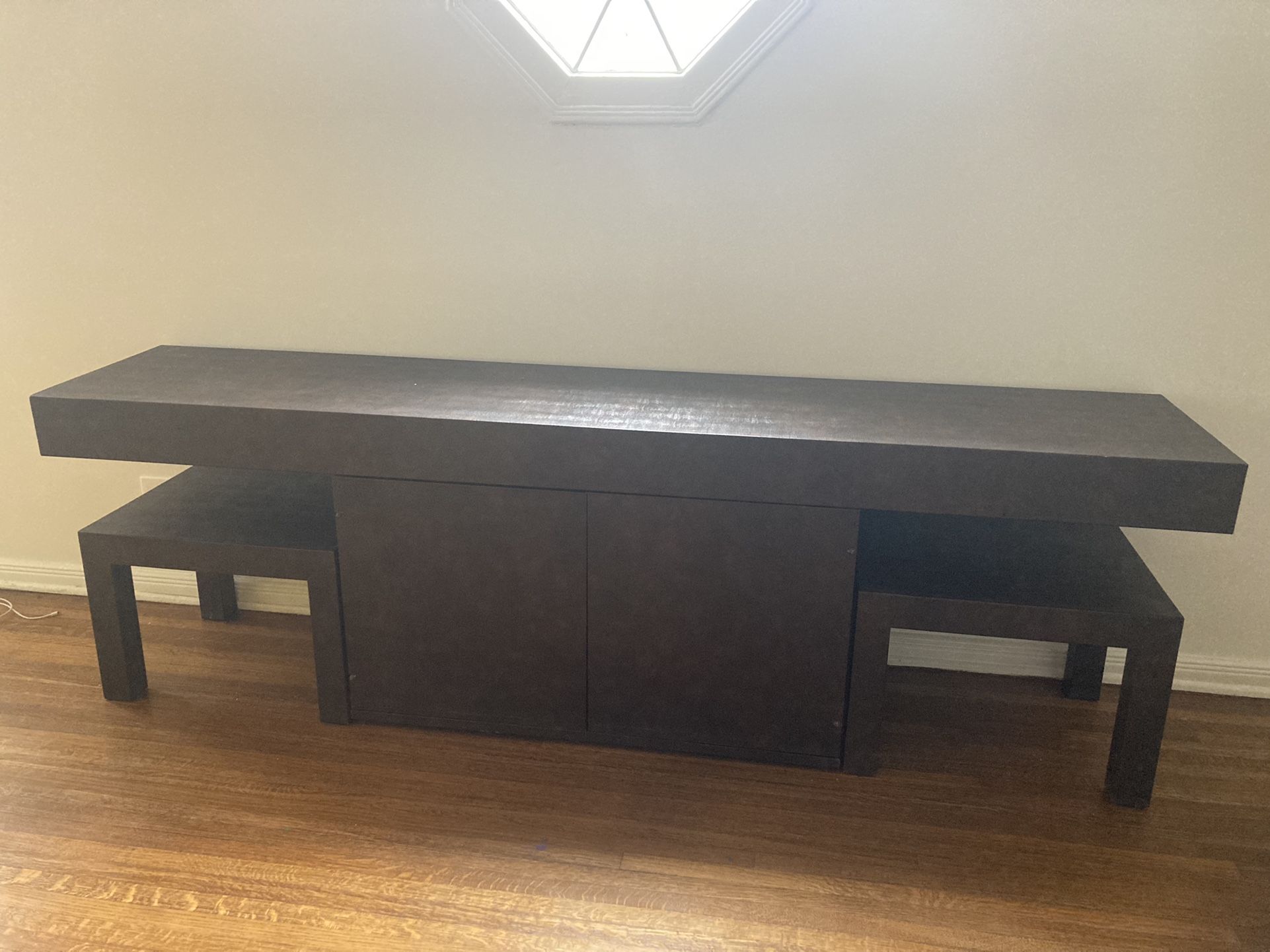 Brutalist Faux Leather Entertainment Stand