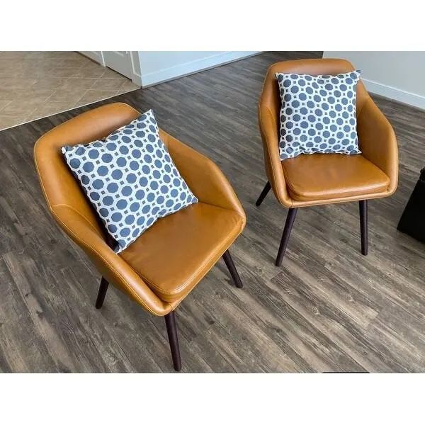 Faux Leather Arm Chairs - Set Of 2