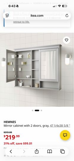 Ikea Mirror cabinet with 2 doors  - White - Hemnes 18531