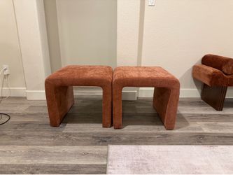 Brand New Pink Chenille Ottomans