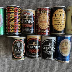 10 Vintage GUINNESS Beer Straight Steel Empty Beer Cans - Very RARE