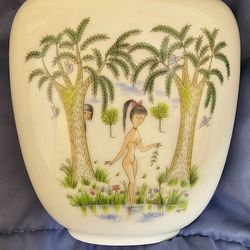 Hand-Painted Porcelain Vase Vintage by Raymond Peynet for Rosenthal