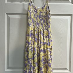 Ten Sixty Sherman Girls Yellow and Purple Floral Sun Dress - Size Large - VGUC 