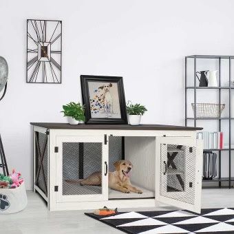 New Living Essentials 65" Cooper Dog Crate Credenza with Shelves & Mat Kit Retails for over $500 New in the box