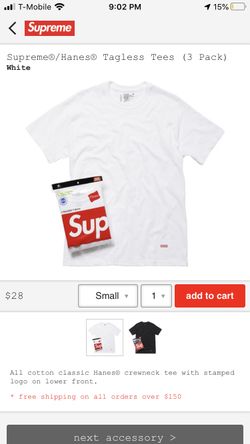 SUPREME HANES TAGLESS TEES ONE TEE SIZE MEDIUM