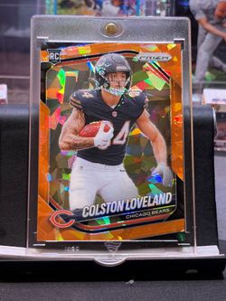 2025 Panini Prizm Football Colston Loveland Orange Cracked Ice Prizm RC #319 Bears