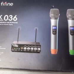 New Fifine Wireless Microphone Set With Reciever, 2 Microphones