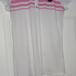 True Religion pink striped women's polo shirt