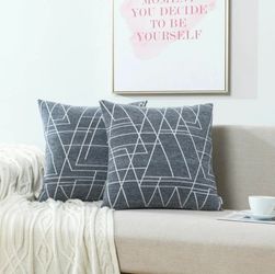 Geometric Pattern Modern Chenille Jacquard Pillow Cover (Set of 2)