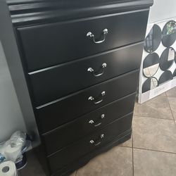 Cherry wood dresser, mirror , and chess