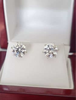 New 4ct Certified Moissanite Diamonds Stud Earrings 