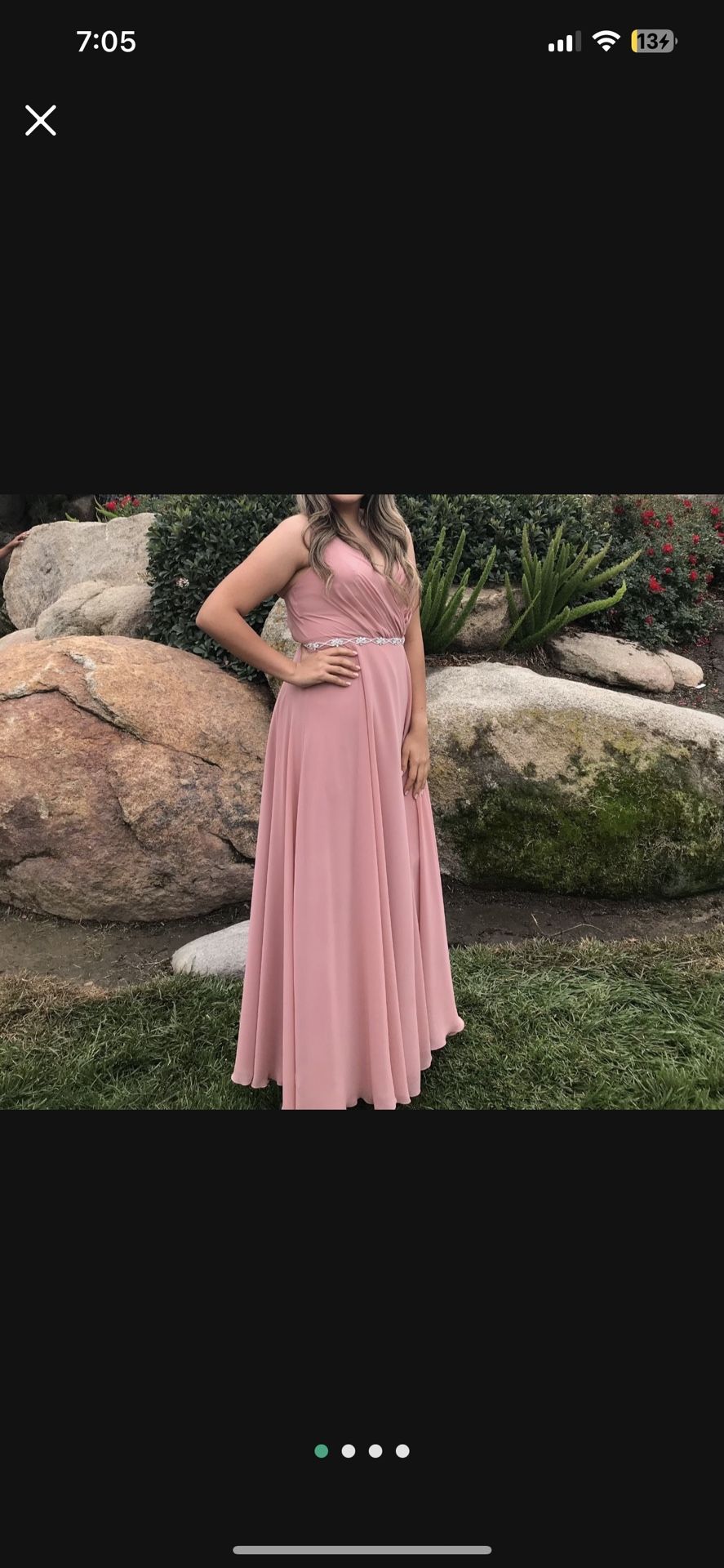 Bridesmaid Dusty Rose David’s Bridal Dress And Belt Size 10