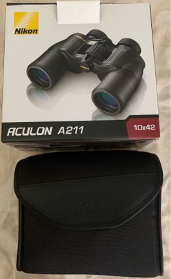New! Nikon - 10x42 Aculon A211 Binoculars Black W Carrying Strap & Case