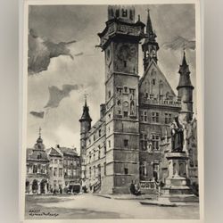 Herman Verbaere Fine Art Print Vintage Original Antique BELGIAN / BELGIUM SKETCH Aalst East Flanders Mid Century Modern MCM