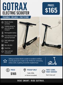 Gotrax Electric Scooter – Foldable Adult E-Scooter – Excellent Condition – $165