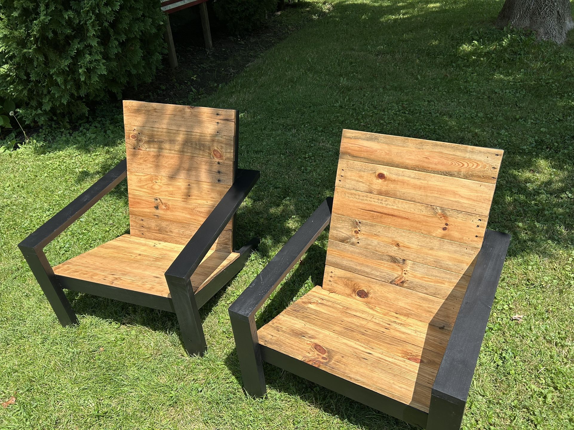(2) Handmade Modern Adirondack Chairs. 50$ per chair. 24β wide seat.