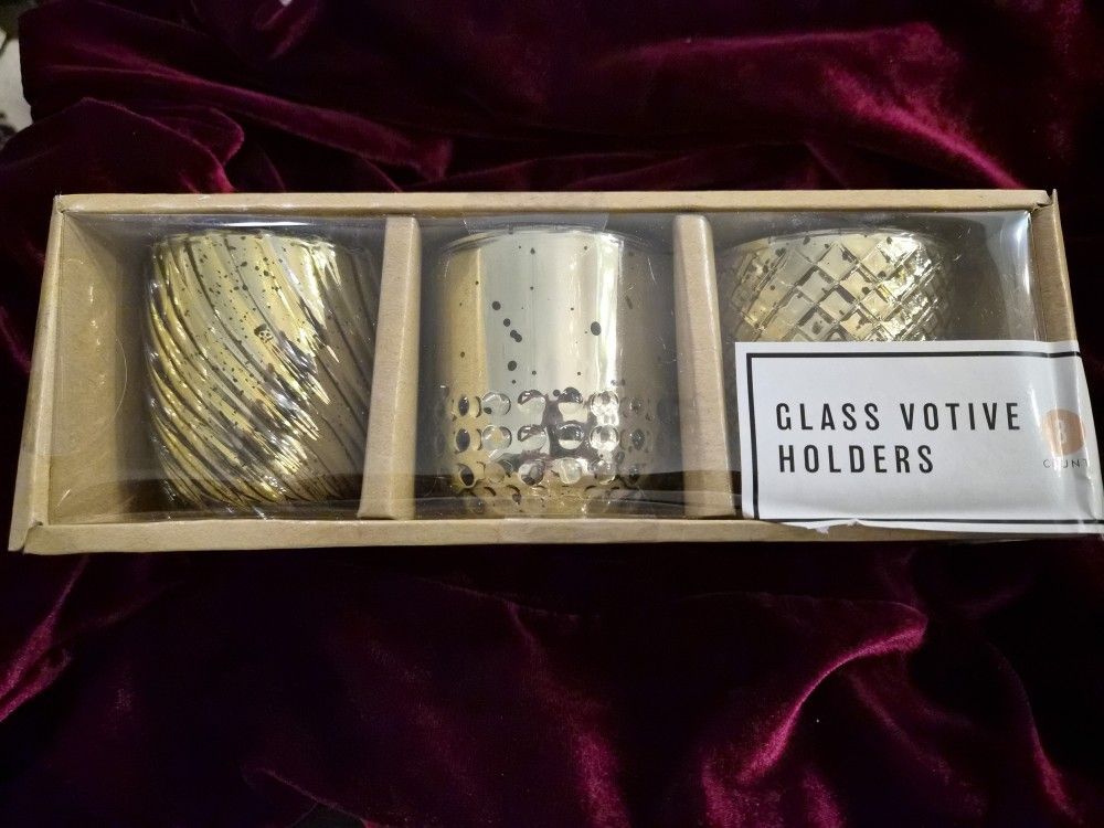 Gold Candle Votive Candle Holders - 3 Pack