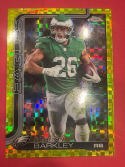 2025 Topps Chrome Football Saquon Barkley Lime Green X-Fractor #248 Eagles
