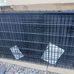 New XXL Dog Crate, 48 Inch Doble Dual Door Metal Dog Cage with Divider Panel, Leak-Proof Pan.