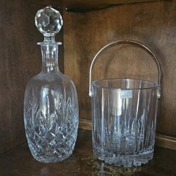 Crystal Severing Decanter With Mikasa Ice Bucket