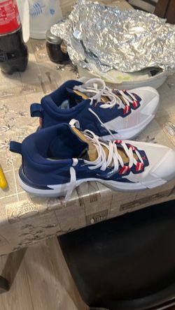 Jordan Basketball Sneakers Navy White Red Gold