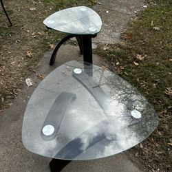 Glass Table With 3 Wood Legs