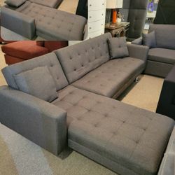 Tufted Linen Sectional Click-Clack (Sleeper)