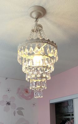 Beige Crystal Drop Tiered Chandelier