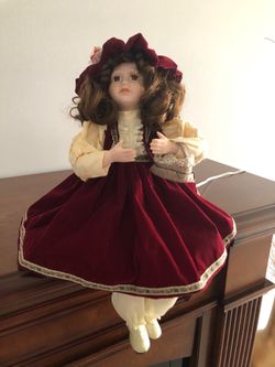 Porcelain Animated Collectible Doll “Red Dress” HEAD AND HANDS MOVE $25 MAKE AN OFFER