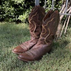 DAN POST MEN'S ALBANY TAN LEATHER WESTERN BOOTS SIZE 10 D