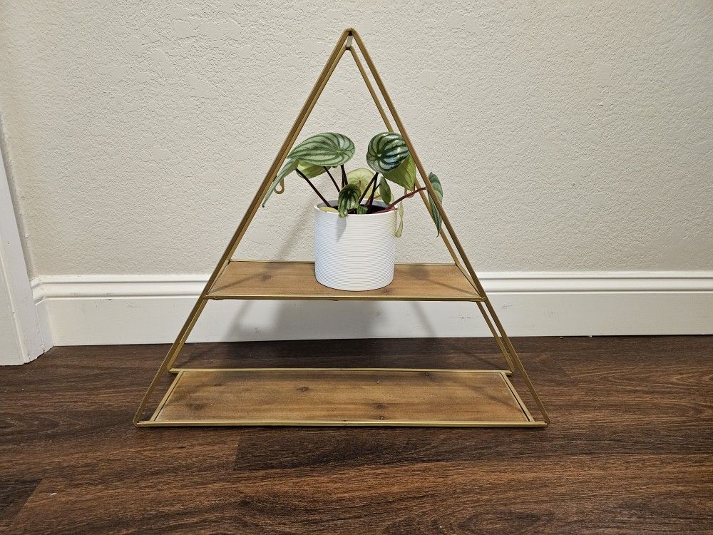 Decor Hanging Shelf Triangle Gold 24" Wide Base