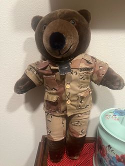 Vintage 1986 J.J. Wind Patriot Bear Plush Desert Camo Military Uniform - Made in  Korea