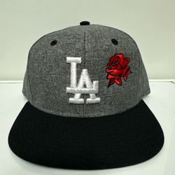 LA Snapback Hat with Rose Embroidery