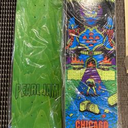 Pearl Jam Skateboard Deck Wrigley Field Chicago 2024 DARK MATTER TOUR *GREEN*